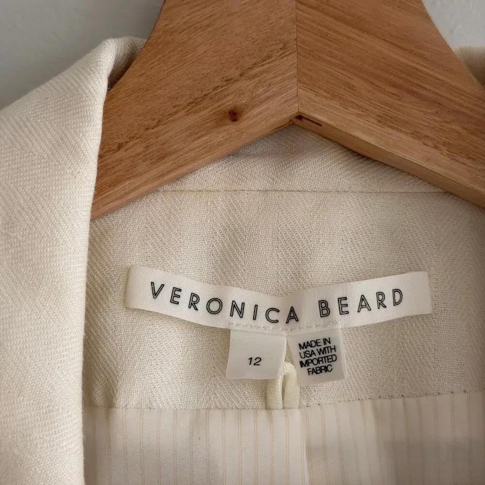 Veronica Beard Hosanna Linen Blend Single-Breasted Blazer Jacket White 12 - Picture 5 of 12